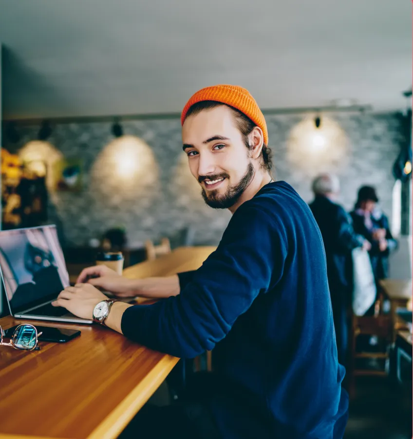 Man on PC image